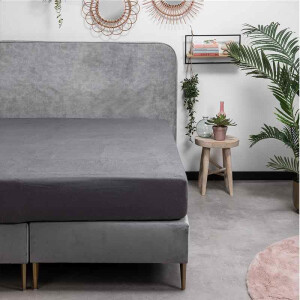 Hoeslaken Flanel - Antraciet - 90x210cm - Antraciet - Dekbed Discounter - Dekbed-Discounter.nl