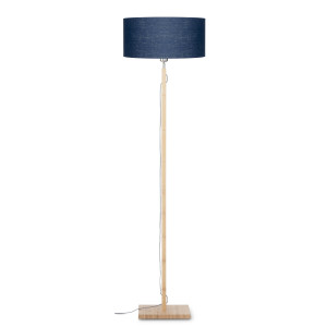Good&Mojo Vloerlamp 'Fuji' Bamboe en Eco linnen, kleur Denimblauw