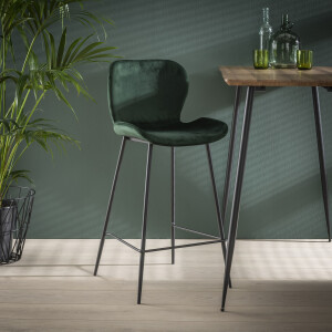 Barstoel 'Gael' Velvet, kleur Groen (zithoogte 67cm)