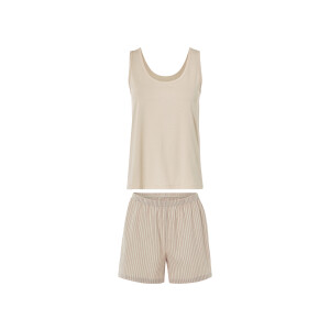 esmara Korte linnen dames pyjama (Beige, S (36/38))