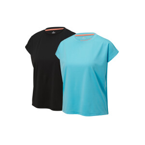 CRIVIT 2 dames sportshirts (Zwart/turquoise, L (44/46))