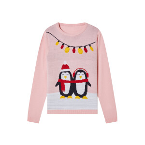 pepperts! Kinder kersttrui met lampjes (158/164, Lichtroze)