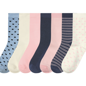 esmara 7 Paar kinder sokken (Blauw/roze/wit, 35-38)