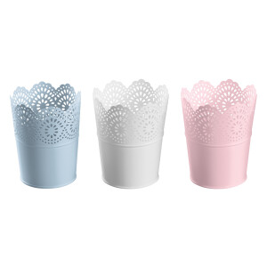 LIVARNO home Bloempot (Set van 3 ronde kleine blauw/roze)