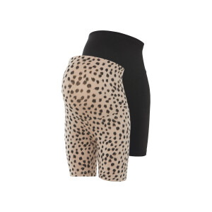 esmara 2 korte dames zwangerschapsbroeken (zwart/luipaard, XL (48/50))