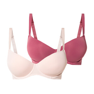 esmara 2 dames beugel bh&apos;s (95D, Rood/roze)