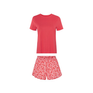 esmara Korte dames pyjama (Rood/donkerroze, XS (32/34))