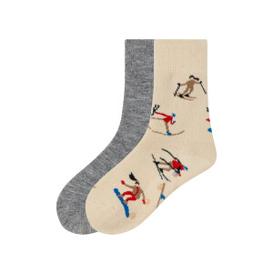 pepperts! 2 paar kinder thermosokken (39/42, beige/grijs)