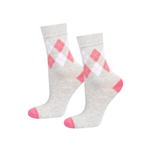Soxo Dames sokken in cadeauverpakking (Grijs/lichtroze, 36-40)