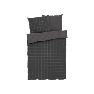 LIVARNO home Satijnen dekbedovertrek 200 x 200 cm (Grijs/geruit)
