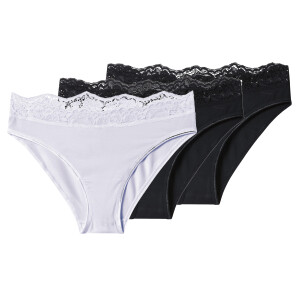esmara 3 Dames onderbroeken (Zwart/wit, XL (48/50))