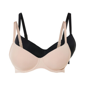 esmara 2 dames BH&apos;s (Zwart/beige, 90D)