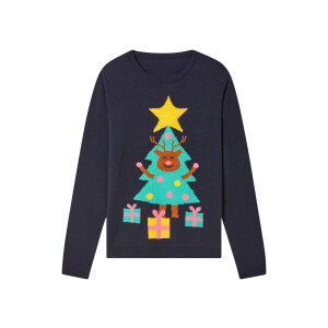 pepperts! Kinder kersttrui met lampjes (134/140, Marineblauw)