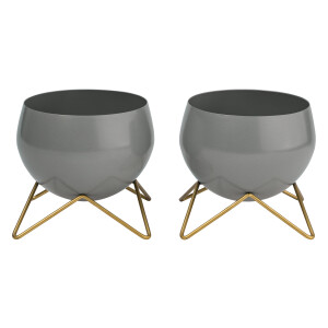 LIVARNO home Decoratieve bloempot (klein grijs, set van 2)