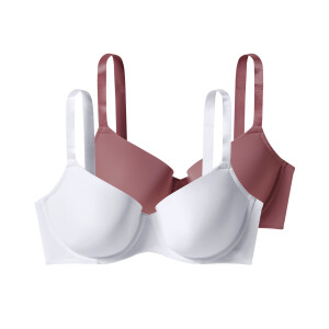esmara Set van 2 dames-BH&apos;s - Plus size (Roze/wit, 90C)