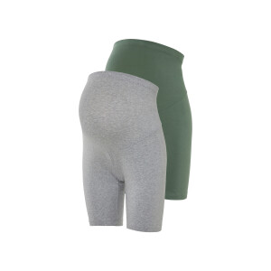 esmara 2 korte dames zwangerschapsbroeken (groen/grijs, S (36/38))