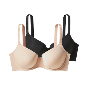 esmara Set van 2 dames-BH&apos;s - Plus size (Zwart/beige, 90C)