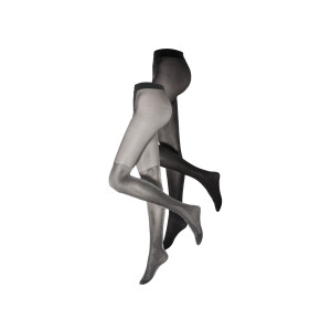 esmara 2 dames panty&apos;s (Zwart/zilver, L (44/46))