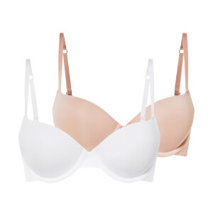 esmara 2 dames push-up BH&apos;s (Beige/wit, 80B)