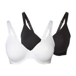 esmara 2 dames beugel-bh&apos;s (85D, Zwart/wit)