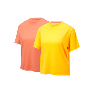 CRIVIT 2 dames sportshirts (Geel/oranje, XS (32/34))