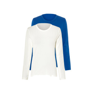 esmara 2 dames shirts (Blauw/wit, XS (32/34))