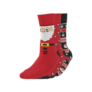 esmara 3 Paar kerstsokken (Zwart/rood, 43-46)