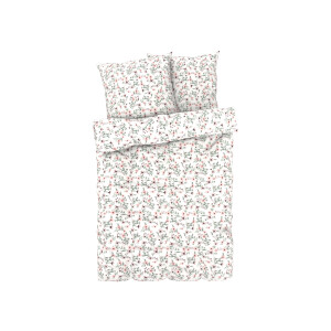 LIVARNO home Satijnen dekbedovertrek 240 x 220 cm (Bloemen/wit)