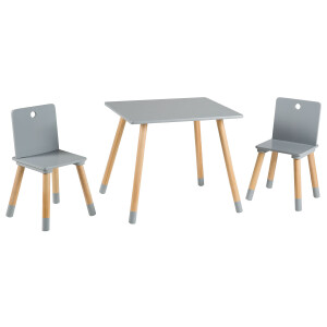 roba Houten kindertafel met 2 stoeltjes (Grijs)