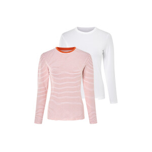 esmara 2 dames shirts (wit/wit oranje gestreept, L (44/46))
