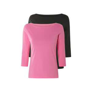 esmara Dames shirt met 3/4 Mouwen (L (44/46), Zwart/roze)