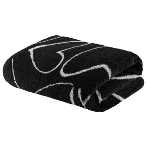 LIVARNO home Badlaken, 70 x 140 cm (zwart/hartjes)