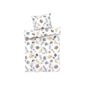 LIVARNO home Dekbedovertrek 140 x 200 cm (Bloemen/wit)
