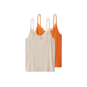 esmara 2 Dames spaghettitops (oranje/beige, XS (32/34))