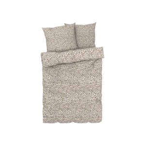 LIVARNO home Satijnen dekbedovertrek 240 x 220 cm (patroon bruin/wit)