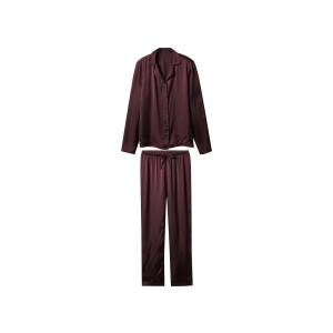 esmara Satijnen dames pyjama (bordeaux rood, XS (32/34))