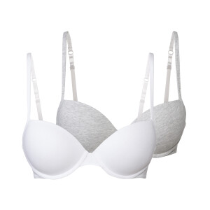 esmara 2 dames beugel BH&apos;s (Grijs/wit, 75B)