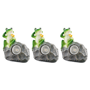 LIVARNO home LED-solarlampen (3 stuks grijs met kikker)