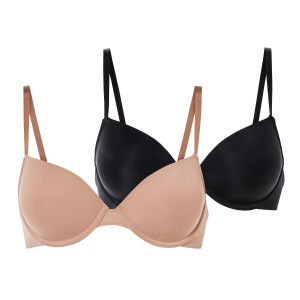 esmara 2 dames BH&apos;s (Zwart/beige, 75B)