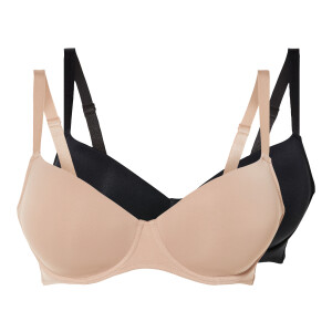 esmara 2 dames beugel-bh (85D, Zwart/beige)