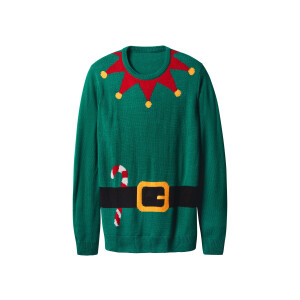 esmara Men Heren kersttrui met lampjes (Groen, XL)