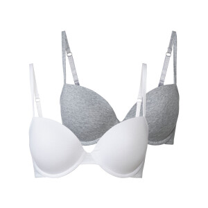 esmara 2 dames beugel BH&apos;s (75B, Grijs/wit)