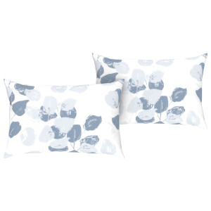 LIVARNO home Renforcé kussensloop (Bloemen/blauw/wit)
