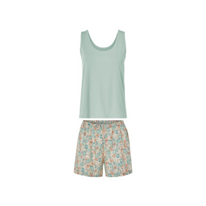 esmara Korte linnen dames pyjama (Blauw, M (40/42))