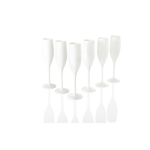 ERNESTO 6 kunststof glazen (Champagneglazen, Wit)