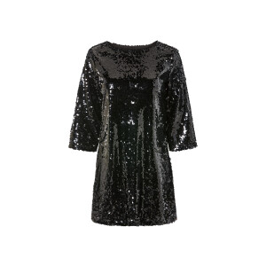 esmara Dames jurk met pailletten (S (36/38), Zwart)