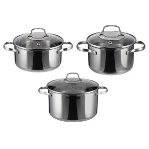 SILVERCREST Set van 3 RVS kookpannen