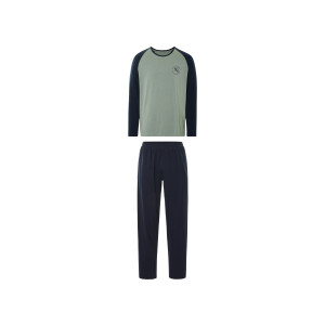 LIVERGY Heren pyjama (Groen/donkerblauw, L)