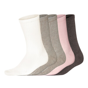 esmara 5 Paar sokken (beige/donkerbruin/wit/roze, 39-42)