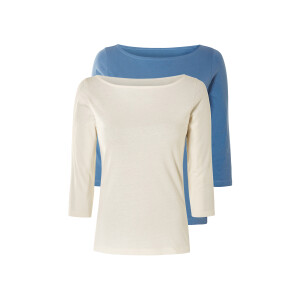 esmara Dames shirt met 3/4 Mouwen (Crème/blauw, XS (32/34))